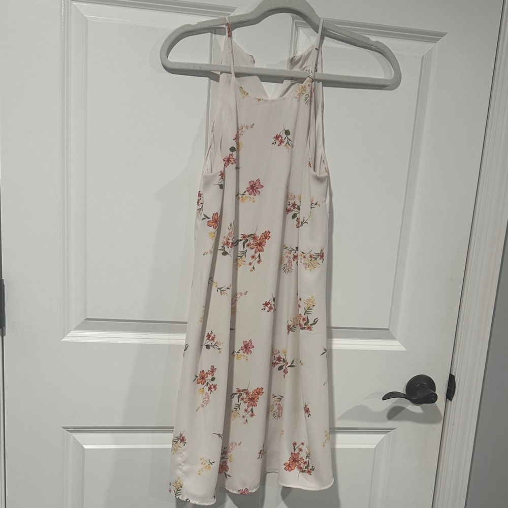 Pink Rose White Floral Dress